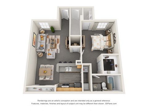 One Bedroom One Bath Floor Plan